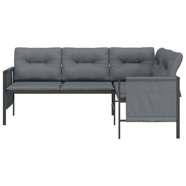 vidaXL Garden Corner Sofa Anthracite Steel and Textilene