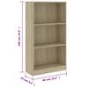 vidaXL 3-Tier Book Cabinet Sonoma Oak 60x24x109 cm Engineered Wood