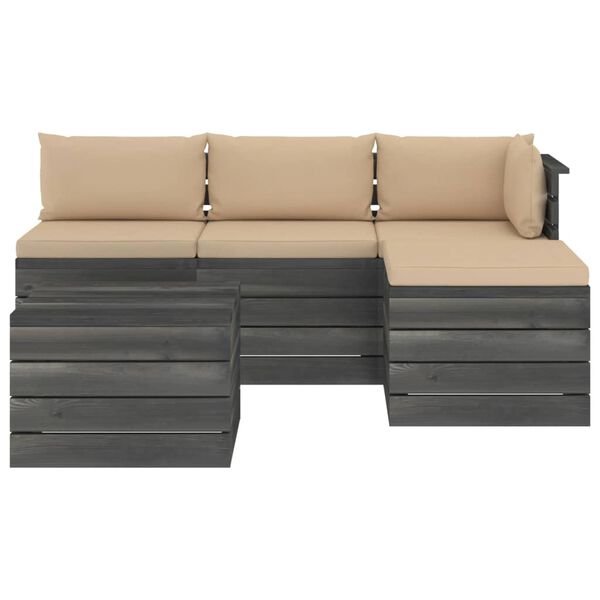 vidaXL 5 Piece Garden Pallet Lounge Set with Cushions Solid Pinewood