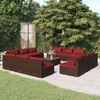 vidaXL 13 Piece Garden Lounge Set with Cushions Poly Rattan Brown