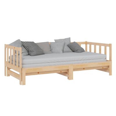 vidaXL Pull-out Day Bed 2x(90x200) cm Solid Wood Pine