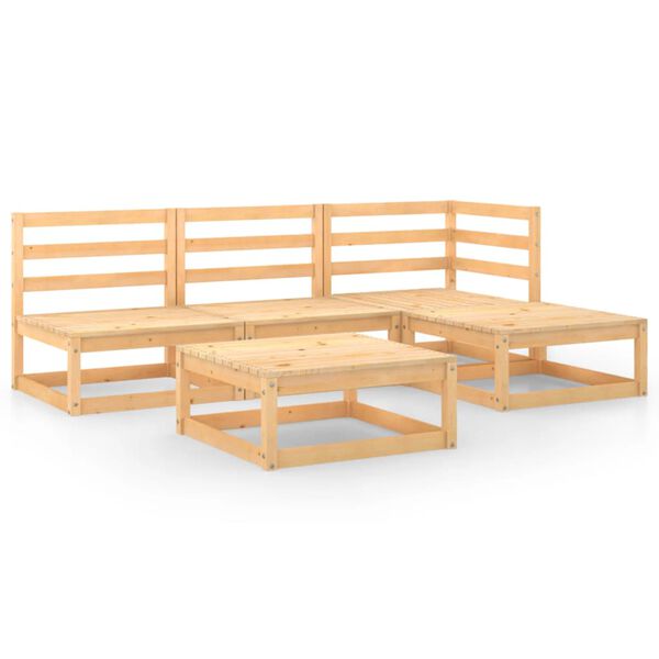 vidaXL 5 Piece Garden Lounge Set Solid Wood Pine