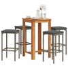 vidaXL 5 Piece Garden Bar Set Grey Solid Wood Acacia and Poly Rattan