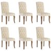 vidaXL Dining Chairs 6 pcs Beige Linen-Look Fabric