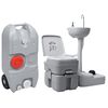 vidaXL Portable Camping Toilet and Handwash Stand Set with Water Tank