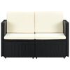 vidaXL 2 Seater Garden Sofa with Cushions Black Poly Rattan