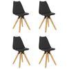 vidaXL Dining Chairs 4 pcs Black PP and Solid Beech Wood