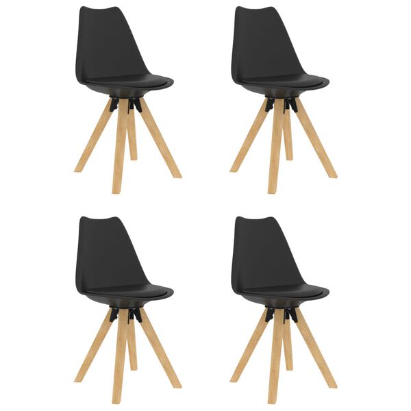 vidaXL Dining Chairs 4 pcs Black PP and Solid Beech Wood