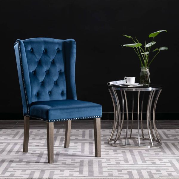 vidaXL Dining Chair Blue Velvet