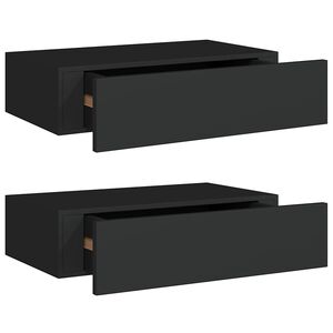 vidaXL Wall-mounted Drawer Shelves 2 pcs Black 40x23.5x10cm MDF
