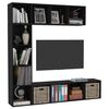 vidaXL 3 Piece Book/TV Cabinet Set Black 180x30x180 cm