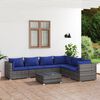 vidaXL 7 Piece Garden Lounge Set with Cushions Poly Rattan Grey