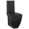 vidaXL WC Ceramic Toilet Bathroom Round Toilet Bottom Water Flow Black