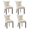 vidaXL Dining Chair | Set of 4 | Beige | Fabric (100% polyester), rubberwood