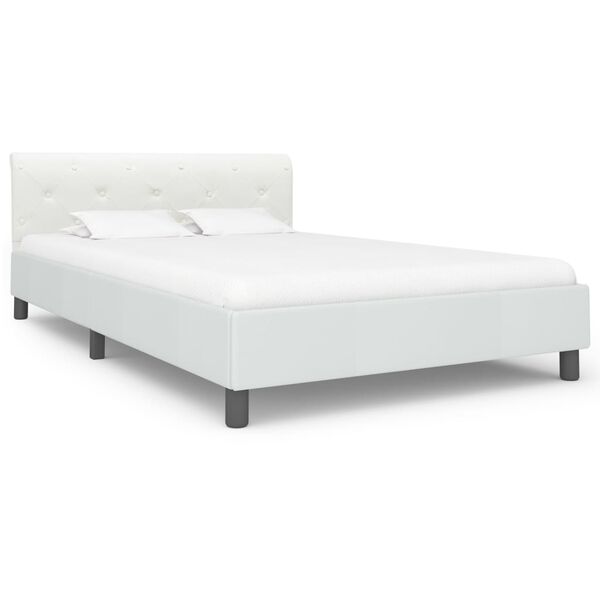 vidaXL Bed Frame without Mattress White Faux Leather 120x200 cm
