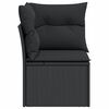 vidaXL Garden Sofa Corner with Cushions Black Poly Rattan