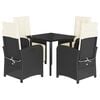 vidaXL 5 Piece Garden Dining Set with Cushions Black Poly Rattan