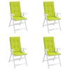 vidaXL Garden Highback Chair Cushions 4 pcs Bright Green 120x50x3 cm Fabric