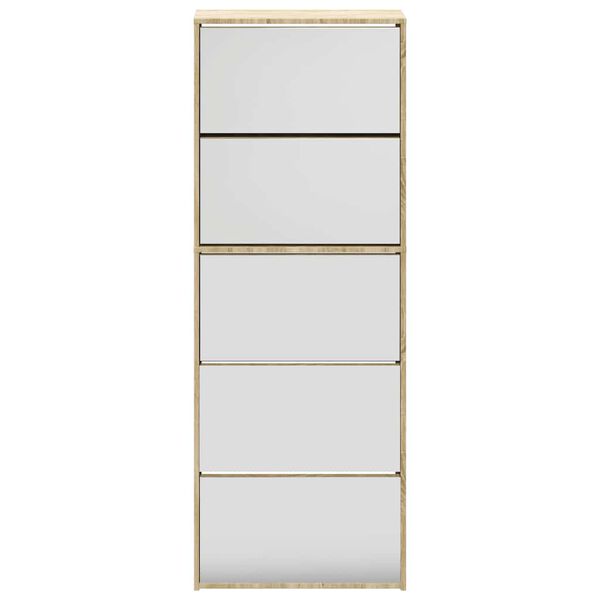 vidaXL Shoe Cabinet 5-Layer Mirror Oak 63x17x169.5 cm