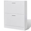 vidaXL White Wooden Shoe Cabinet with 2 Compartments