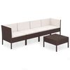 vidaXL 5 Piece Garden Lounge Set with Cushions Poly Rattan Brown