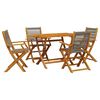 vidaXL 5 Piece Garden Dining Set Grey Polypropylene and Solid Wood