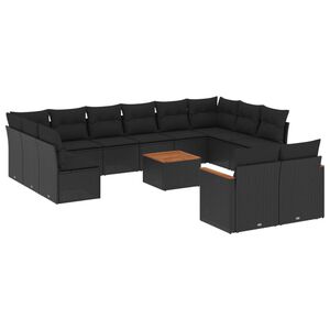 vidaXL Garden Sofa Set | Black | PE rattan | Large | Adjustable Feet