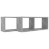 vidaXL Wall Cube Shelf 2 pcs Concrete Grey 60x15x23 cm Engineered Wood