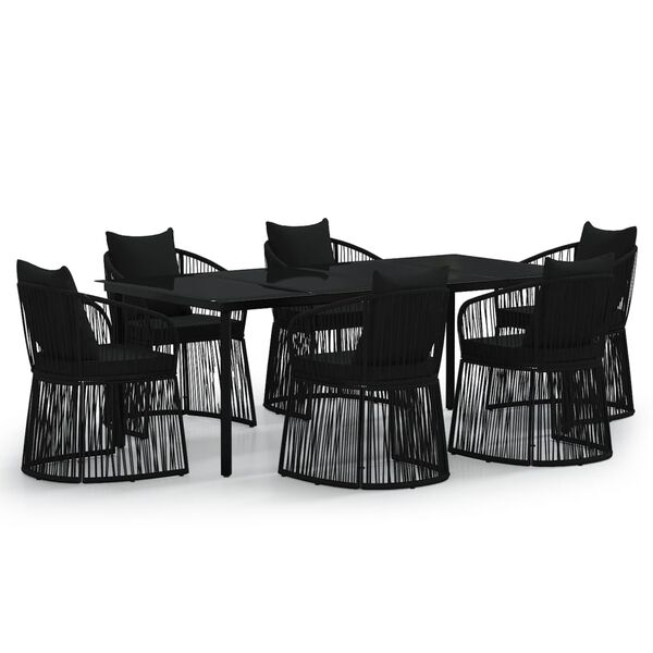 vidaXL 7 Piece Garden Dining Set with Cushions Black