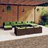 vidaXL 11 Piece Garden Lounge Set with Cushions Brown Poly Rattan