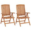 vidaXL Garden Chairs 2 pcs with Grey Cushions Solid Teak Wood
