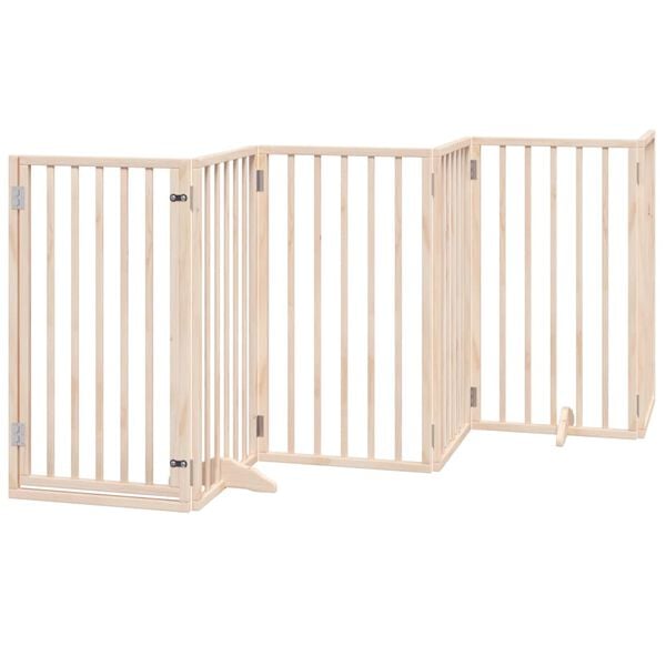 vidaXL Dog Gate with Door Foldable 6 Panels 300 cm Poplar Wood