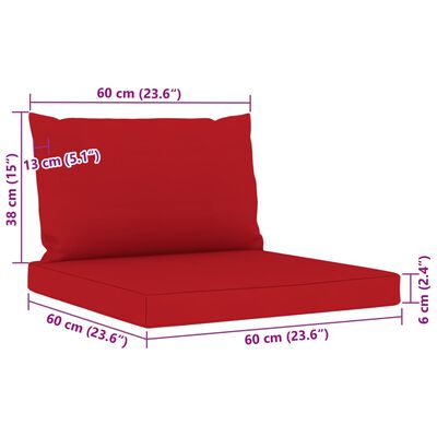 vidaXL 9 Piece Garden Lounge Set with Red Cushions