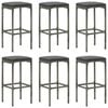 vidaXL Bar Stools with Cushions 6 pcs Grey Poly Rattan