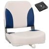 vidaXL Foldable Boat Seat 1 Set with Blue-white Pillow