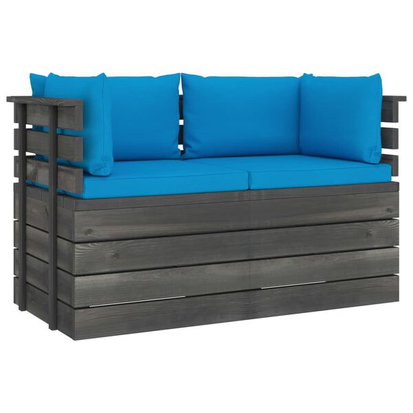 vidaXL Garden 2-Seater Pallet Sofa with Cushions Solid Pinewood