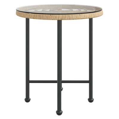 vidaXL Dining Table Ø50 cm Tempered Glass and Steel