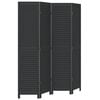 vidaXL Room Divider 4 Panels Black Solid Wood Paulownia