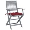 vidaXL Folding Outdoor Chairs 6 pcs with Cushions Solid Acacia Wood