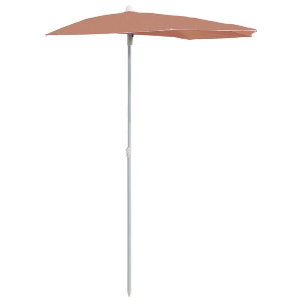 vidaXL Garden Half Parasol with Pole 180x90 cm Terracotta