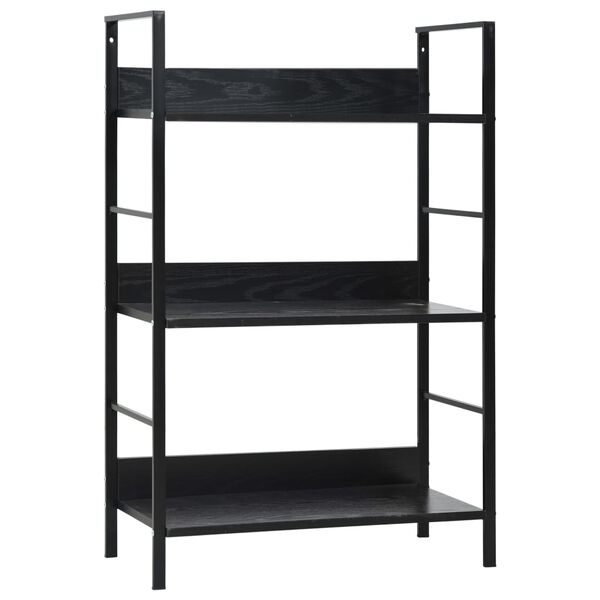 vidaXL 3-Layer Book Shelf Black 60x27.6x90.5 cm Engineered Wood