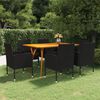 vidaXL 7 Piece Garden Dining Set Black