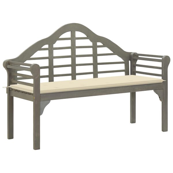 vidaXL Garden Queen Bench with Cushion 135 cm Solid Acacia Wood Grey