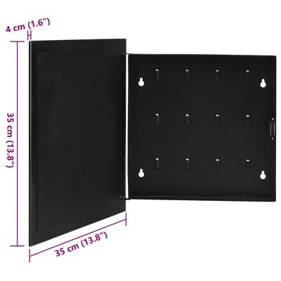 vidaXL Key Box with Magnetic Board Black 35x35x4 cm