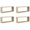 vidaXL Wall Cube Shelf 4 pcs Sonoma Oak 60x15x23 cm Engineered Wood