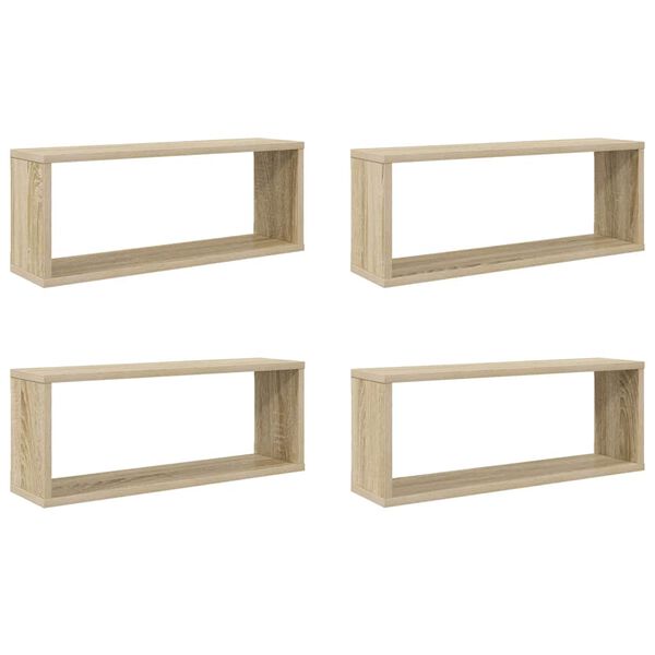 vidaXL Wall Cube Shelf 4 pcs Sonoma Oak 60x15x23 cm Engineered Wood