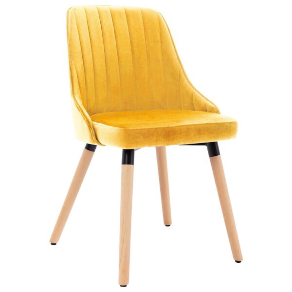 vidaXL Dining Chairs 2 pcs Yellow Velvet