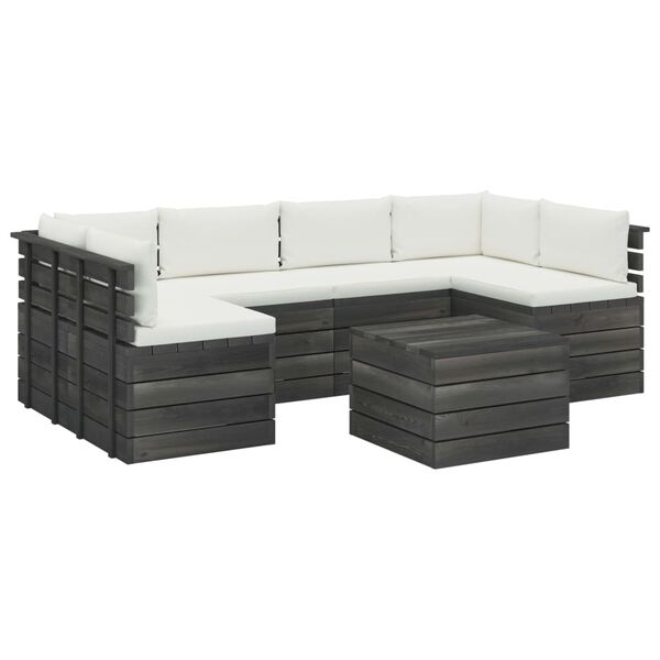 vidaXL 7 Piece Garden Pallet Lounge Set with Cushions Solid Pinewood