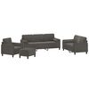 vidaXL 4 Piece Sofa Set with Throw Pillows&Cushions Dark Grey Velvet