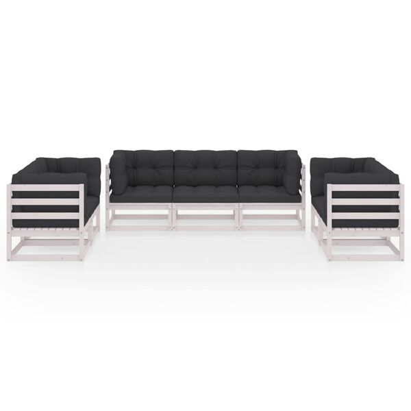 vidaXL 7 Piece Garden Lounge Set with Cushions Solid Pinewood